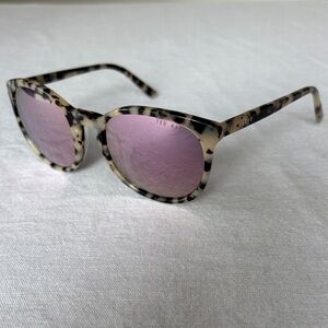 Ted Baker Faux Tortoise Print Sunglasses with Pink Mirror Lenses Classic Playful